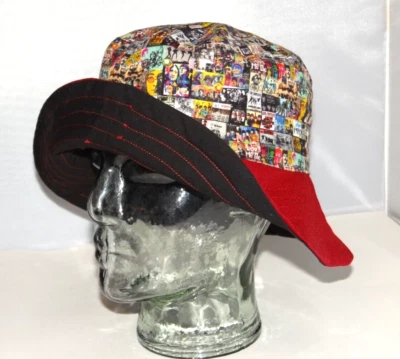 The Beatles Bucket Hat Floppy Sun Shade Rock Band Unisex Red Black Reversible - Image 1 of 4
