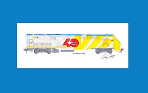 Via Rail 40 aniversario P42DC #900 11""x17"" estampado enmarañado firmado por Andy Fletcher - Imagen 1 de 1