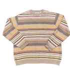 Alex Cannon Sweater Pullover Tan Striped 100% Extra Fine Merino Wool Sz XL
