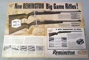 Rifles Big Game 1948 Remington modelo 721 722 anuncio impreso original en 2 páginas - Imagen 1 de 1