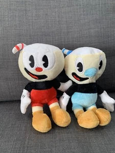Cuphead Cartoon Cuphead and Mugman Soft Stuffed Doll Plush Toy Set Of 2 - Picture 1 of 12