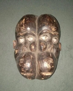 Afrikanische Bulu 2 Gesicht Affen Maske zwei Gesichter Afrikanische Kunst toller Wandbehang - Bild 1 von 7