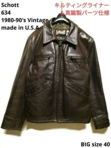 Schott 634 Leather Single Collar Trucker Jacket Men Size 40 Red Brown - Picture 1 of 9