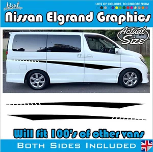 NISSAN ELGRAND MPV Camper Side Stripes Decals Stickers Van Graphics FREE P&P 029 - Picture 1 of 3