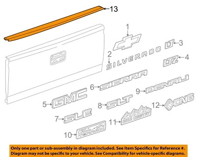GM OEM Bed or Tailgate-Top Molding Trim Protector Cap 22763062 - Image 1 of 2
