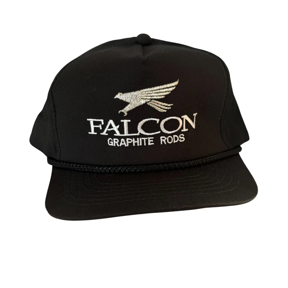 YOUNGAN HAT CO. Falcon Graphite Rods YoungAn Fishing Black & Silver Snapback Hat Cap Embroidered