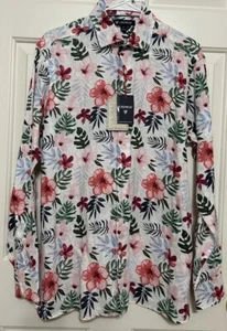NWT Cremieux size M white coral floral button up long sleeve shirt mens - Picture 1 of 5
