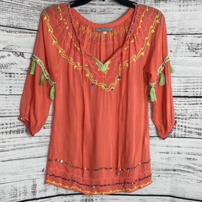 Claire Mercier st barths embroidered beaded girls size 8 - Image 1 of 4