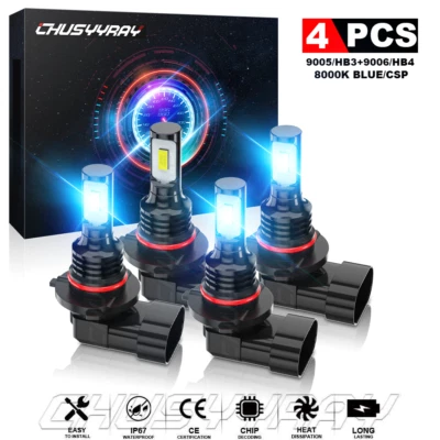 4x 9005+9006 Kit de bombillas LED de haz alto bajo lámpara brillante súper blanca Foto 1 de 4