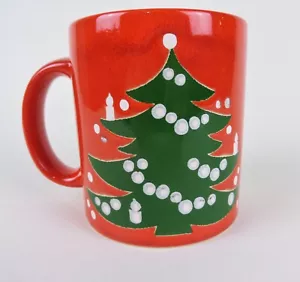 Waechtersbach Weihnachtstasse Tasse rot mit Weihnachtsbaum Germany Vintage Keramik - Bild 1 von 3