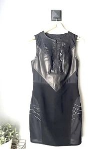 Alexander Wang Size 6 Stretch Black Bodycon Sheer Mini Dress Sidezip - Picture 1 of 9