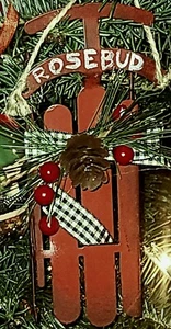 Christmas Ornament Sled Rosebud 6" - Picture 1 of 6