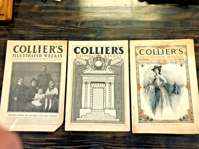 Set of 3 Antique 1902 Collier's Illustrated Weekly Magazines - Image 1 of 4