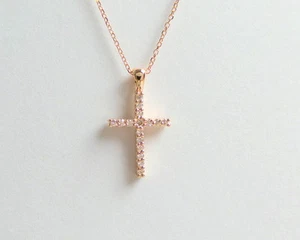 DIAMANTE CRUZ 14K ORO ROSA 0,20 QUILATES DIAMANTE NATURAL SI1 CLARIDAD G COLOR - Imagen 1 de 9