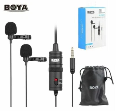 BOYA BY-M1DM Dual-Head Lavalier Microphone for DSLR Camera Smartphone PC Mic - Image 1 of 4