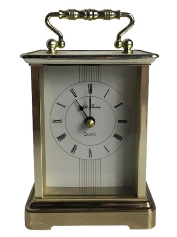 Seth Thomas Clock ~ Brass ~ Quartz ~ Small Desk Mantle ~ Cherish II #248 ~ Works Cover