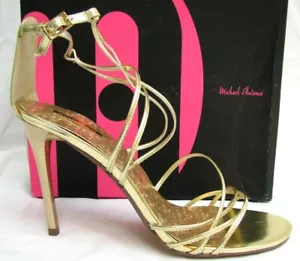 MICHAEL ANTONIO... DORADO... TIRAS... TACONES DE AGUJA... NUEVO.CAJA.talla 7,5 - Imagen 1 de 6