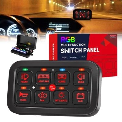 Panel de interruptor de 8 velocidades RGB sistema de control de relé momentáneo para Jeep Wrangler CJ JK Foto 1 de 4