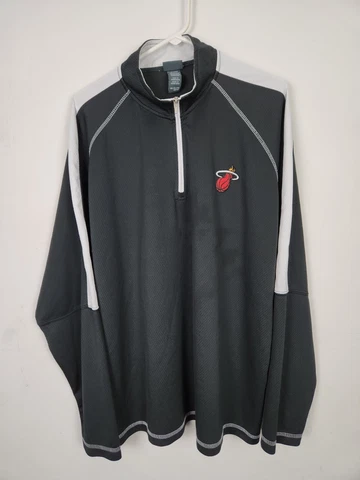 NBA Miami Heat Sweatshirt 2XL Men Black 1/4 Quarter Zip Long Sleeve Cover
