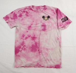 NEFF Disney Collab Women's Small (S) Mickey Mouse Pocket T-Shirt Pink Tie Dye - Picture 1 of 14