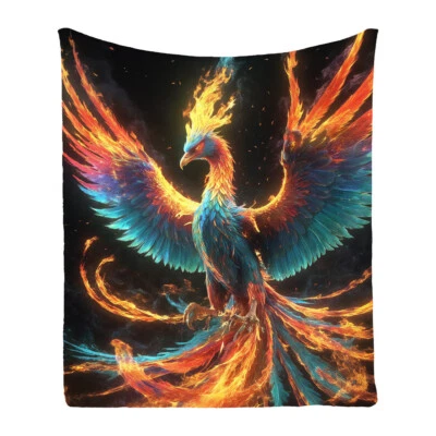 Glittering Phoenix Warm Bedspread Sofa Couch Throw Blanket Holiday Birthday Gift - Image 1 of 4
