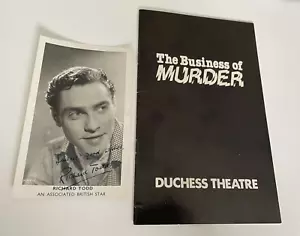 RICHARD TODD SIGNED PHOTO +THE BUSINESS OF MURDER DUCHESS THEATRE PROGRAMME - Picture 1 of 6