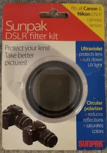 Sunpak DSLR Filter Kit Ultraviolet Circular Polarizer New in Package Canon Nikon - Picture 1 of 3