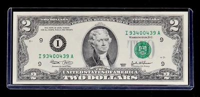 FANCY RADAR SERIAL NUMBER 93400439 $2 Dollar 2003 UNCIRCULATED GEM Minneapolis - Image 1 of 4