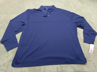 Saddlebred Mens Big And Tall 3XLT  Performance Long Sleeve Navy Polo STYLE - Image 1 of 4