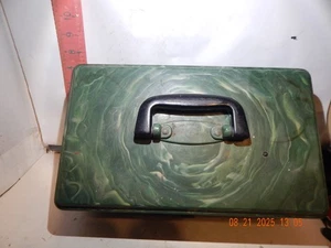 Vintage Plano Pete Henning Green Swirl Plastic Tacklebox w/Various Tackle - Picture 1 of 6