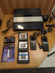 Atari 5200 Console 4-Port Bundle w/3 Games, Cables, 2 Controllers TESTED - VGUC