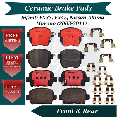 Комплект керамических передних и задних тормозных колодок Brembo от оригинального производителя для Nissan Infiniti 2003-2011 годов выпуска - Изображение 1 из 4