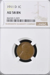 US Lincoln Cent 1911 D,, NGC AU58 - Picture 1 of 1