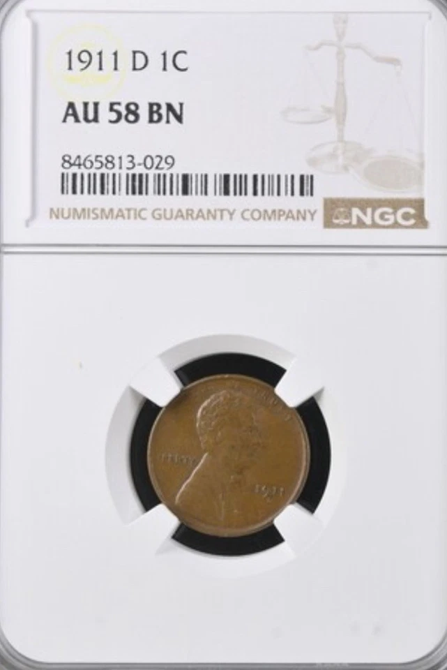 US Lincoln Cent 1911 D,, NGC AU58 - Image 1 of 1