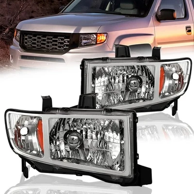 Conjunto de par de faros para Honda Ridgeline 2006-2014 cromo ámbar lámpara de esquina Foto 1 de 4