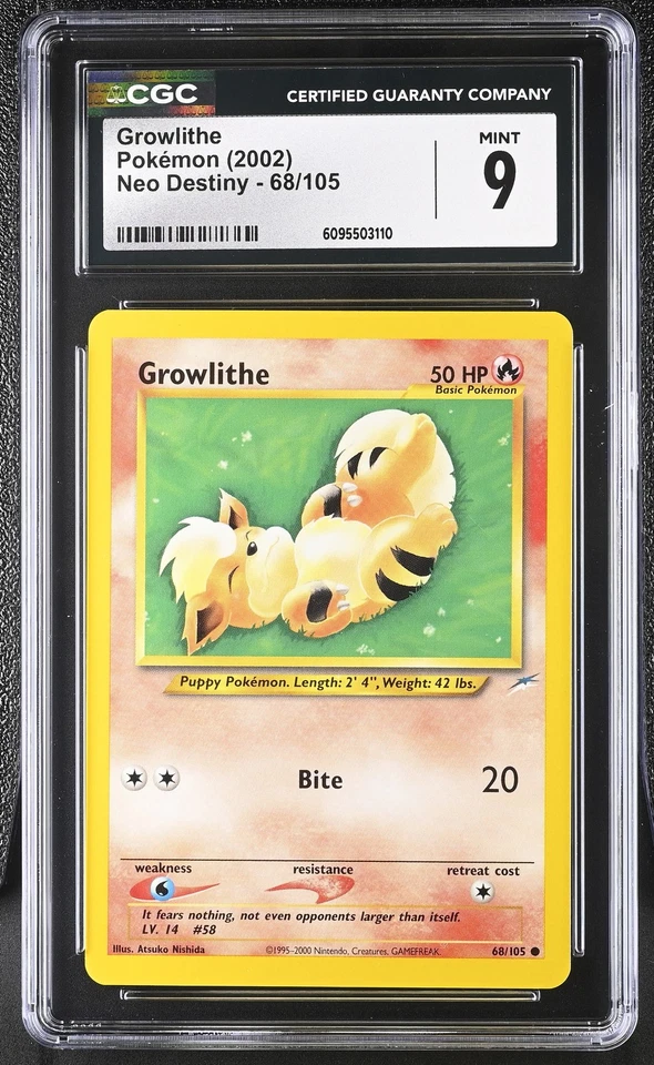 CGC 9 Growlithe 68/105 Neo Destiny Pokémon Card - Image 1 of 2