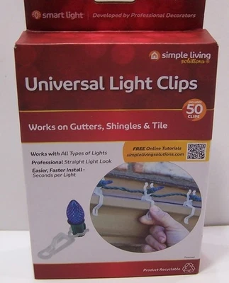NEW 50 Universal Christmas Holiday Party Light Clips, Gutter Shingle & Tile. LED - Image 1 of 4