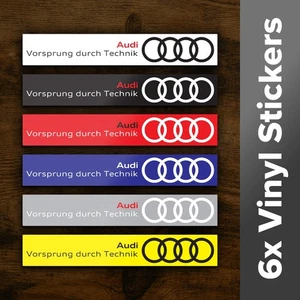 Audi Vinyl Stickers x6 Large Vinyl Bike Helmet Bumper Rally Car F1 Race Moto GP - Picture 1 of 9