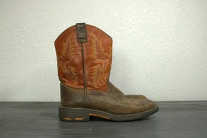 Ariat WorkHog Wide Western Boot Kids 3 Cowboy Boots Square Toe Orange EUC - Picture 1 of 5