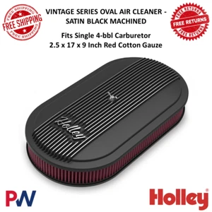 Holley Air Cleaner Vintage Oval Red Cotton Gauze Black For Single 4-bbl Carb. - Picture 1 of 11