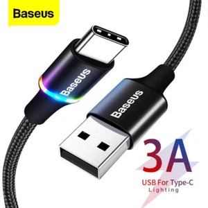 Genuine Baseus Halo Data Sync Cable LED Fast Charging USB-C for Apple, Samsung - Picture 1 of 9