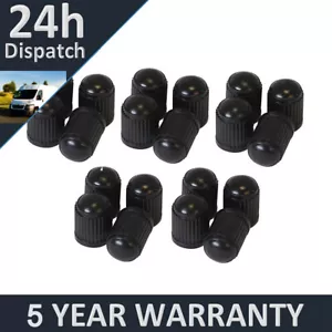 20x Black Plastic Tyre Valve Air Dust Caps Universal Car Van Truck Cycle - Picture 1 of 4