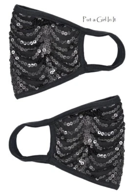 USA VOCAL UNISEX REUTILIZABLE LENTEJUELAS NEGRAS LENTEJUELAS BLING MODA MÁSCARA FACIAL Foto 1 de 4