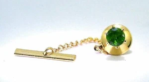 6mm Round Natural Green Diopside Gemstone Gem Stone Gold Color Tie Tack EPTT592 - Picture 1 of 1