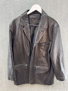 Perry Ellis Portfolio Women's Size L Black Leather Button Up Overcoat EUC - Bild 1 von 7