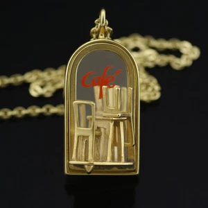 Georg Jensen Gold Plated Pendant with Chairs and Mirror - #5201 Café - Picture 1 of 4