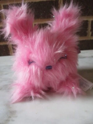 Build A Bear Pink Fuzzy Bunny 4" Plush Ball Shape-Stitched Facial-Sparkles - Image 1 of 4