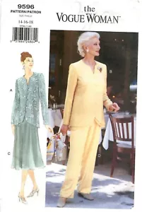 The Vogue Woman Sewing Pattern Women's JACKET SKIRT PANTS 9596 Sz 14-16-18 UNCUT - Picture 1 of 5