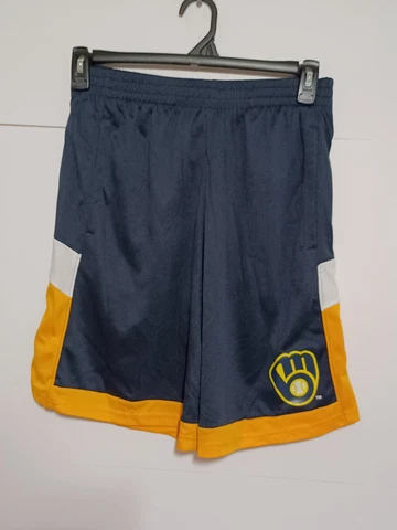 Milwaukee Brewers Shorts Boys XL (16 - 18) Blue /Yellow  Shorts Cover