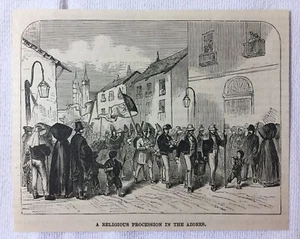 REVISTA 1886 GRABADO ~ PROCESIÓN RELIGIOSA EN LAS AZORES - Imagen 1 de 1